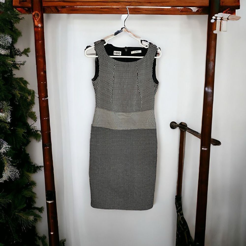 Max Mara Womens Gray Black Sheath Dress Size 40 /Small Mini Dress sleeveless‎